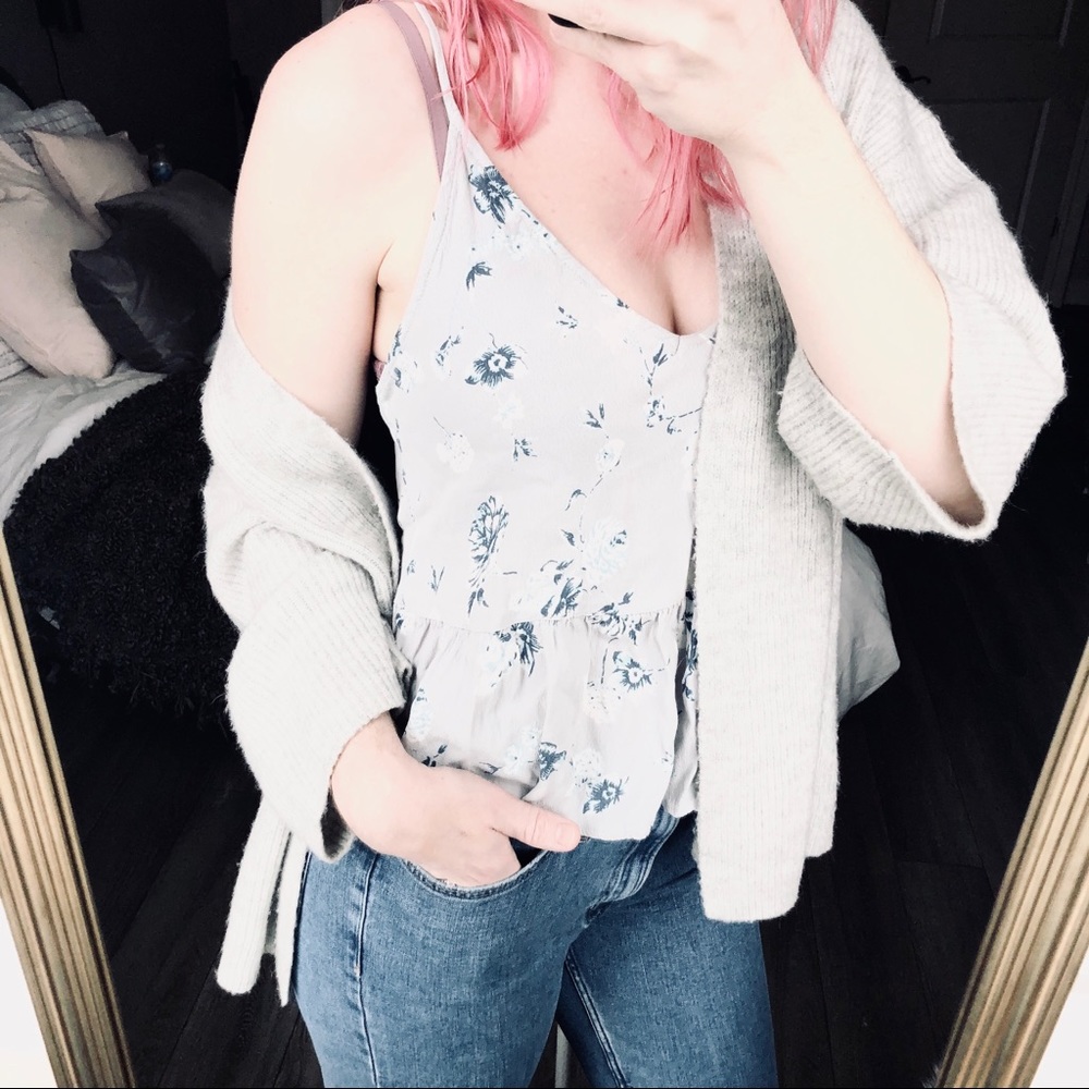 H&M Oversized Textured Rib-Knit Grey Cardigan